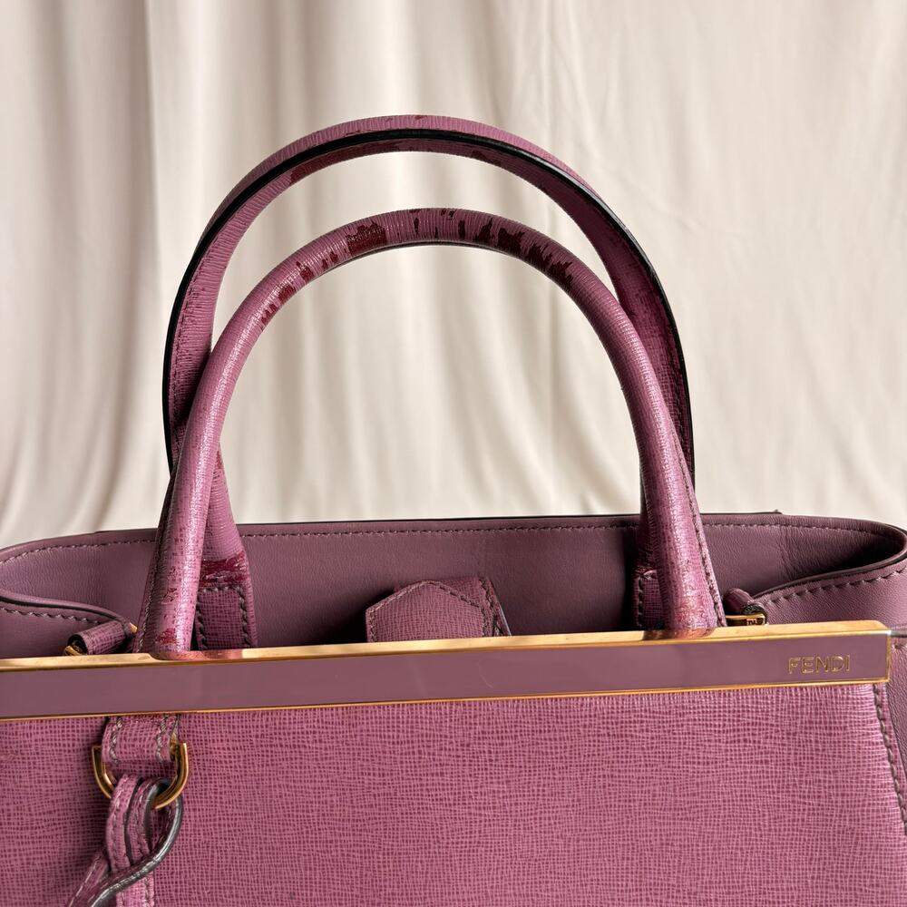 Fendi 2Jours Tote - Lilac/Old Rose Vitello Elite Leather - Picture 5 of 16